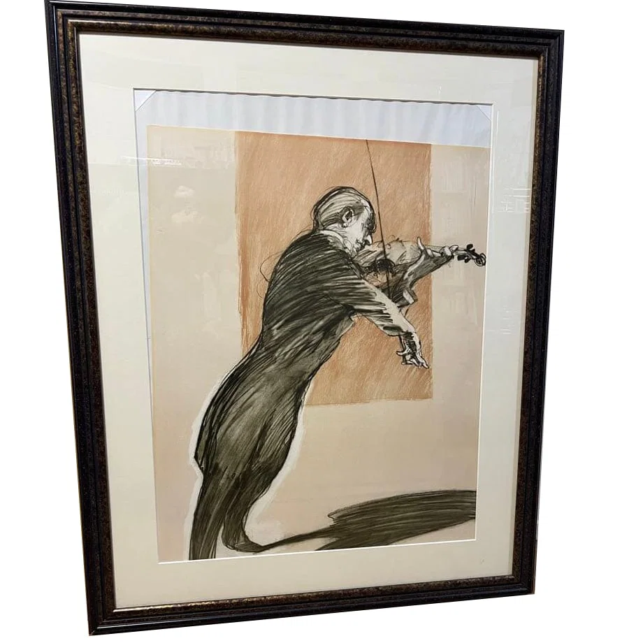 The painting by Wassily Kandinsky: The Violinist Standing Sideways