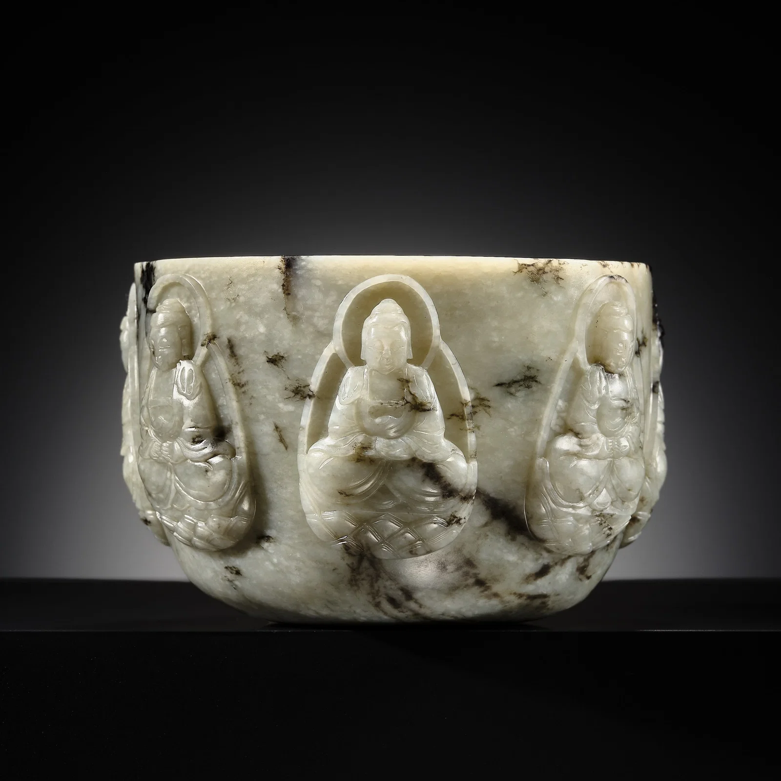 THE PRIESTLEY-FERRARO 'SEVEN BUDDHAS OF THE PAST' JADE BOWL, QIANLONG PERIOD