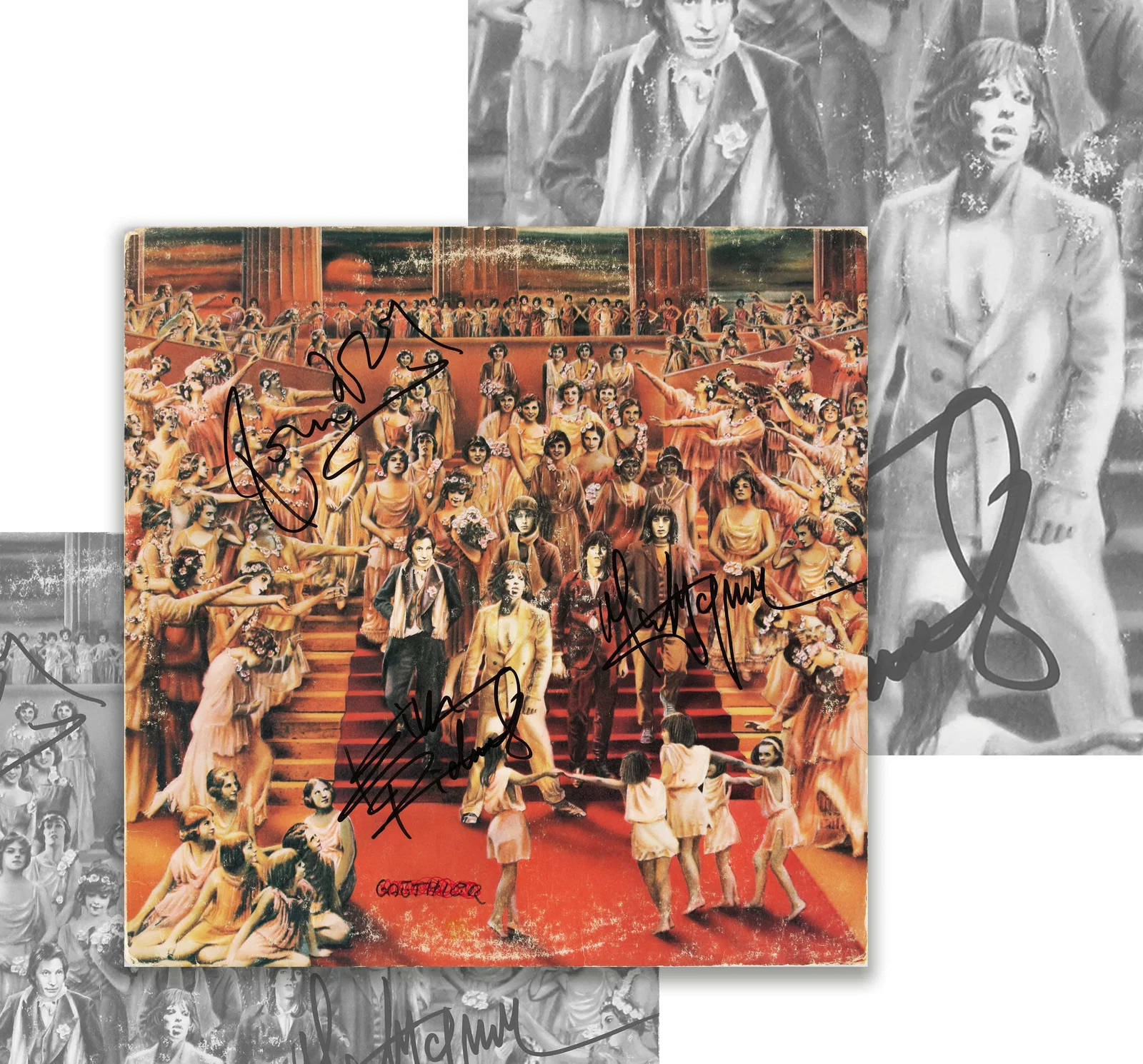 THE ROLLING STONES ALBUM SLEEVE "IT'S ONLY ROCK 'N ROLL" BEARING SIGNATURES