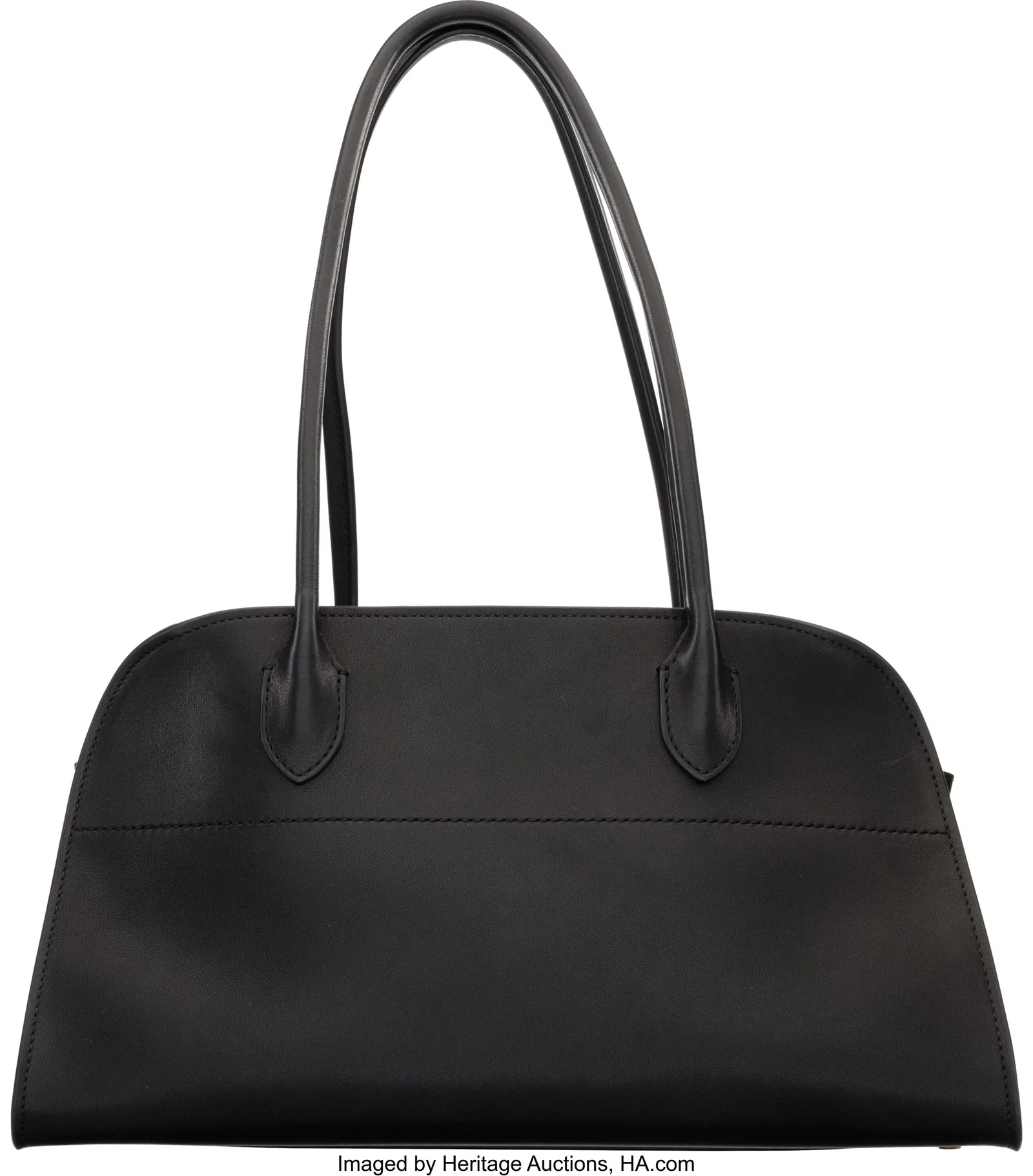 The Row Black Saddle Leather Margaux 12 Shoulder