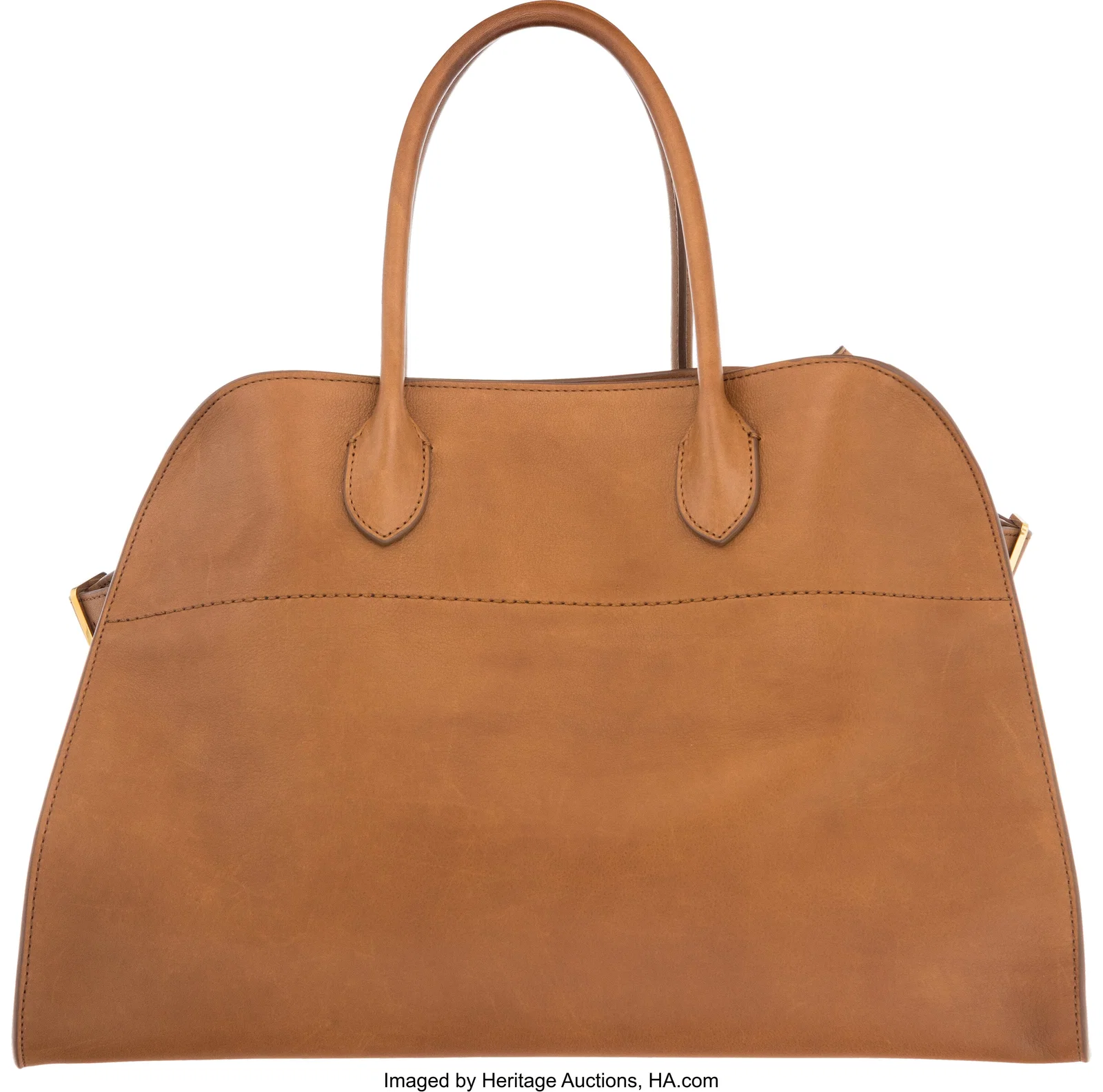 The Row Brown Leather Margaux 15 Bag with Gold H