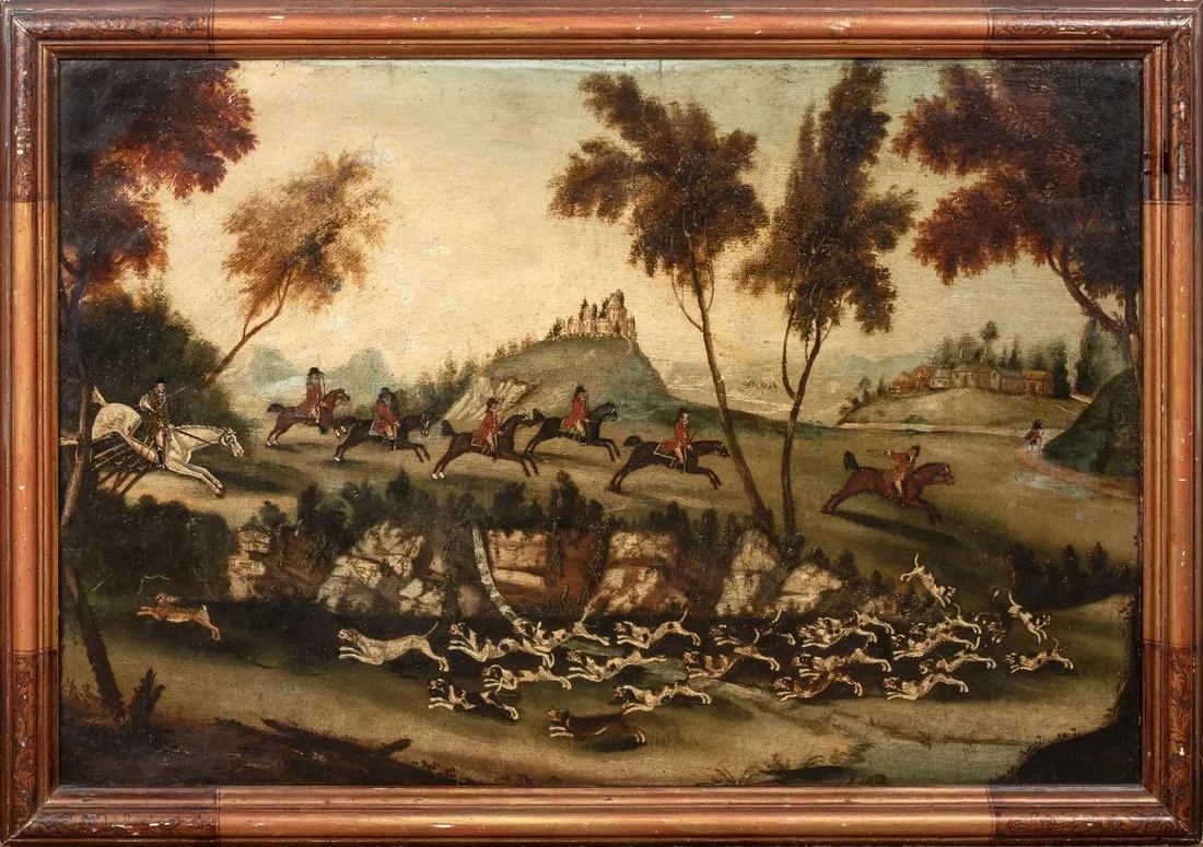 THE ROYAL HUNT, KING GEORGE III OIL PAINTING ATTRIBUTED TO JOHN CORDREY