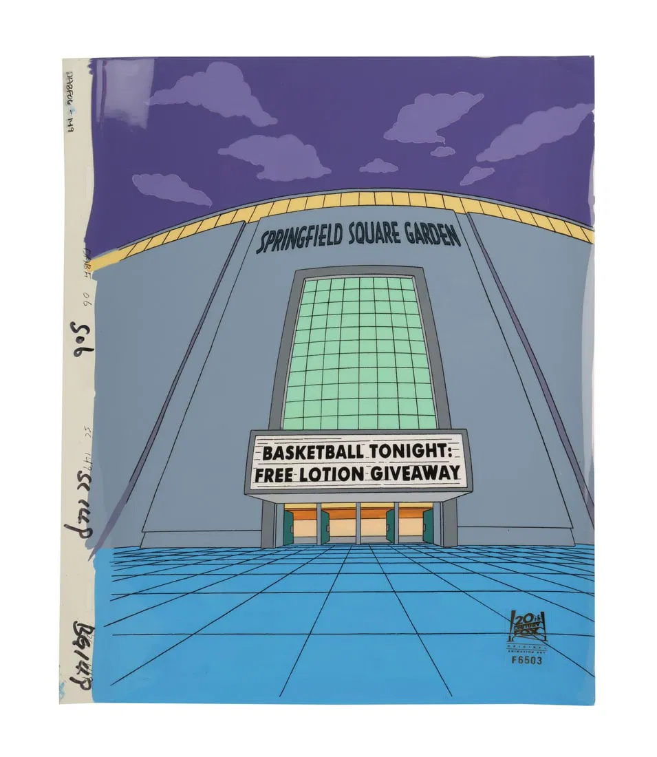 THE SIMPSONS (T.V. SERIES, 1989-PRESENT) - Springfield Square Garden Original Production Background