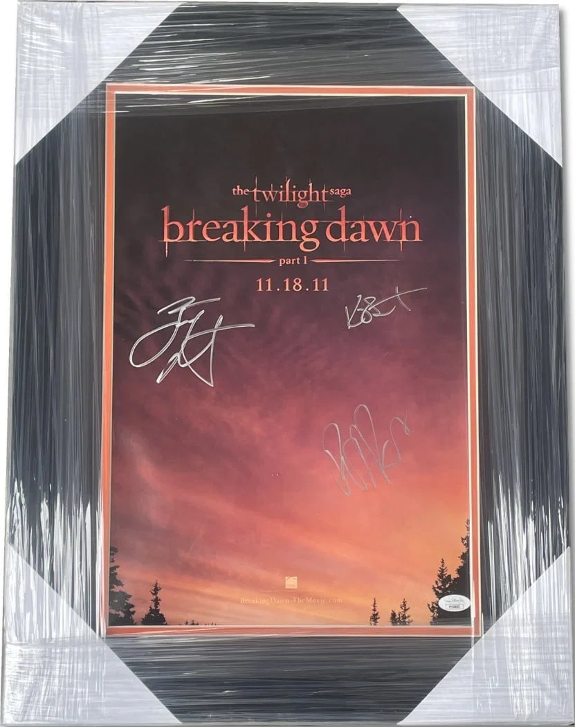 The Twilight Saga Breaking Dawn Cast Signed Poster Framed JSA Authenticated 17x22