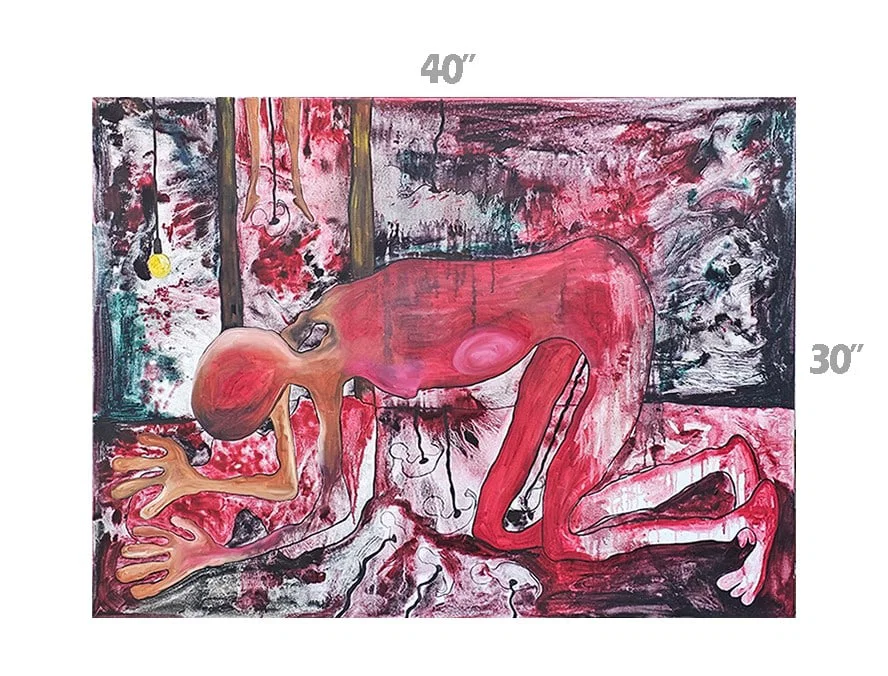 'They' Oil On Canvas Painting Signed By Ellie Shafiei