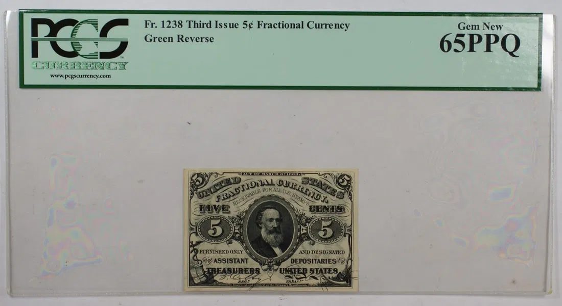 Third Issue 5 Cent Fractional Note PCGS Gem New 65PPQ Green Reserve