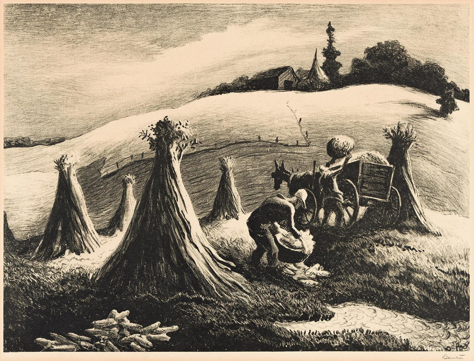 Thomas Hart Benton (1889-1975), Loading Corn, 1945.