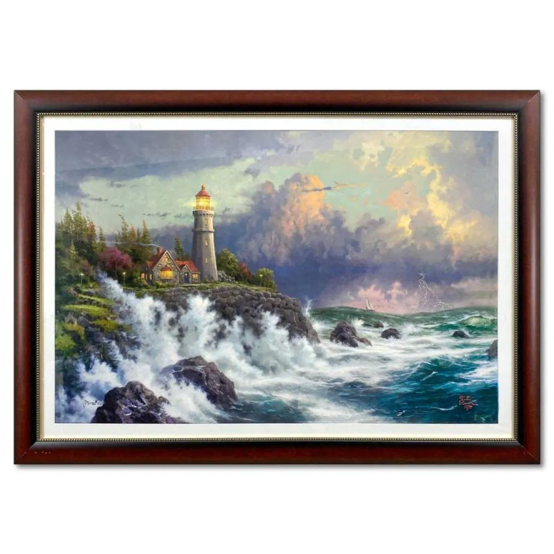Thomas Kinkade (1958-2012), "Conquering the Storms" Framed Limited Edition Lithograph, Numbered and