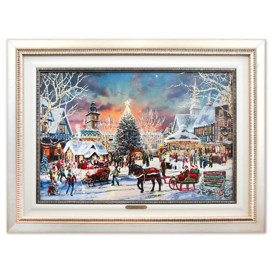 Thomas Kinkade- Hand Embellished Giclee on Canvas "The Christmas Festival"