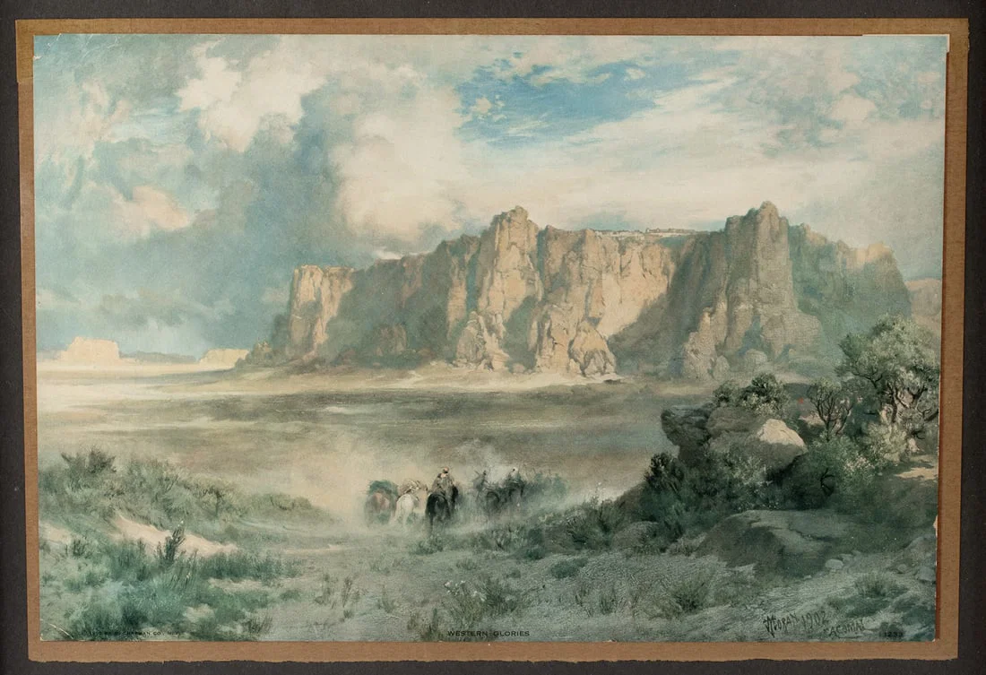 Thomas Moran Litho in Silvered Frame - "Acoma" (1910)