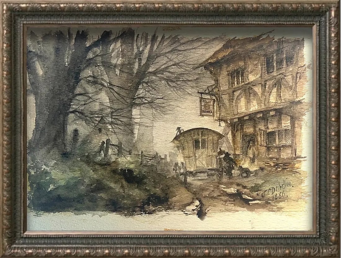 Thomas R Colman Dibdin, Watercolor on Paper, English (1810 - 1893) "The Jolly Farmer"