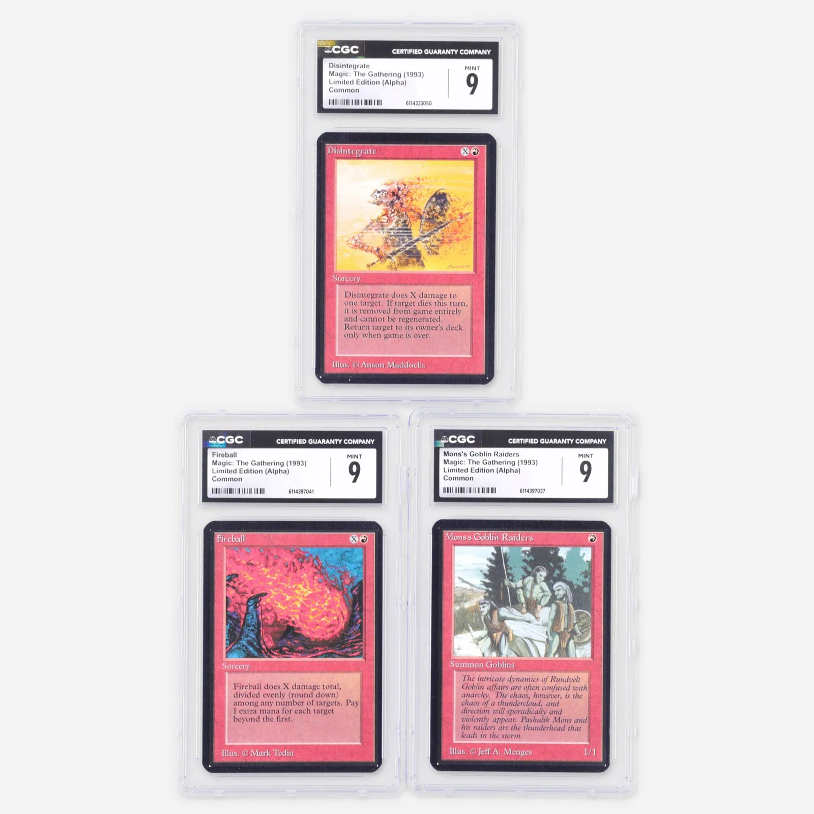 Three 1993 Magic: The Gathering Alpha Limited Edition Common CGC 9 Trading Card Group