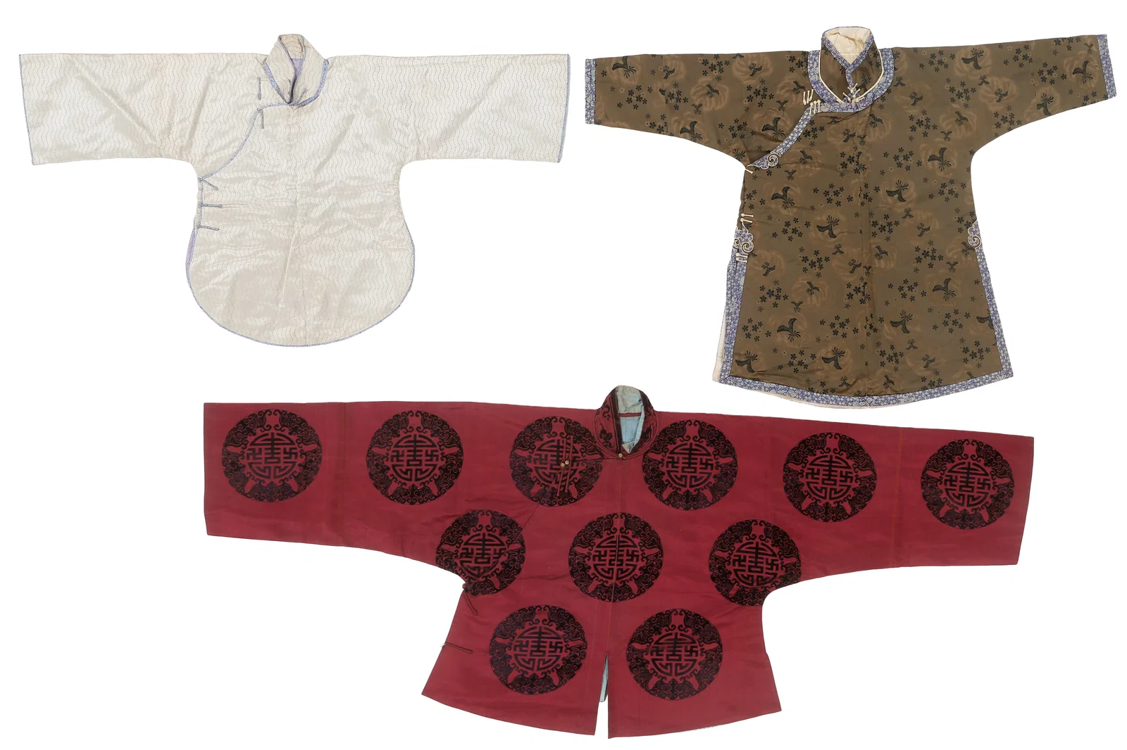 Three Chinese Silk Woman's Jackets, Qing Dynasty