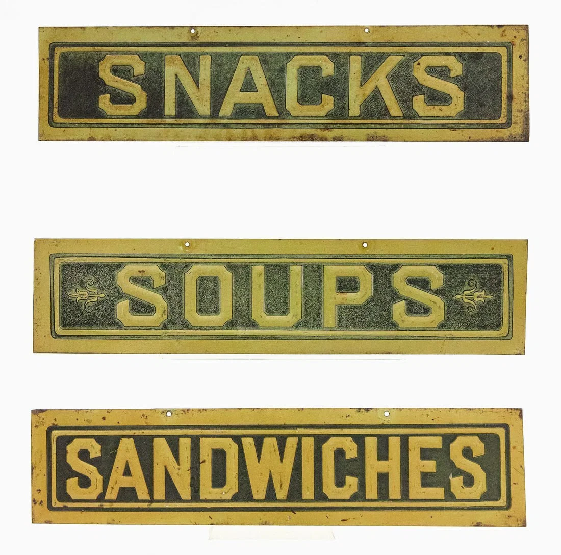 Three Embossed Diner Signs