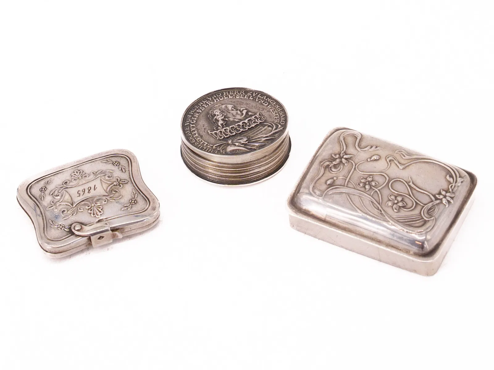 Three fine silver boxes