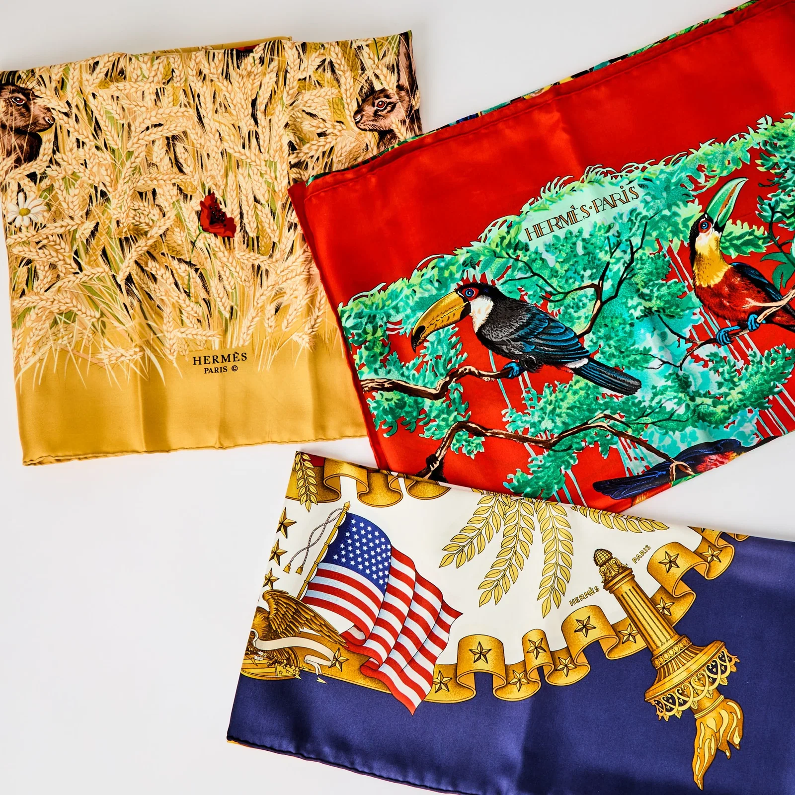 Three Hermès Silk Scarves