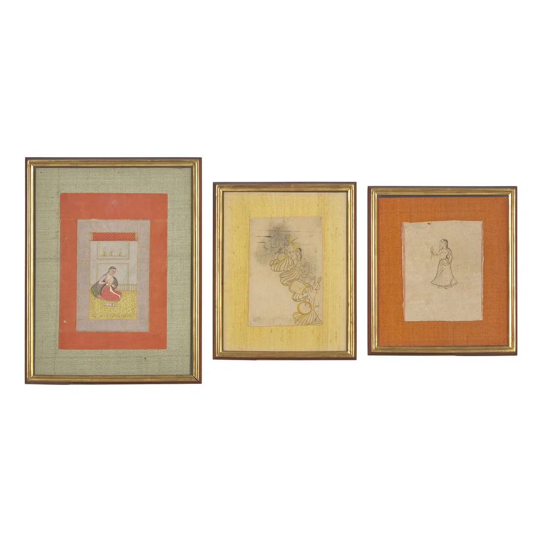 Three Indian Miniatures Depicting Women, 18th/19th Century 印度細密画