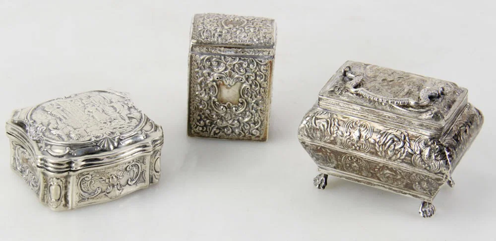Three Repousse Silver Boxes