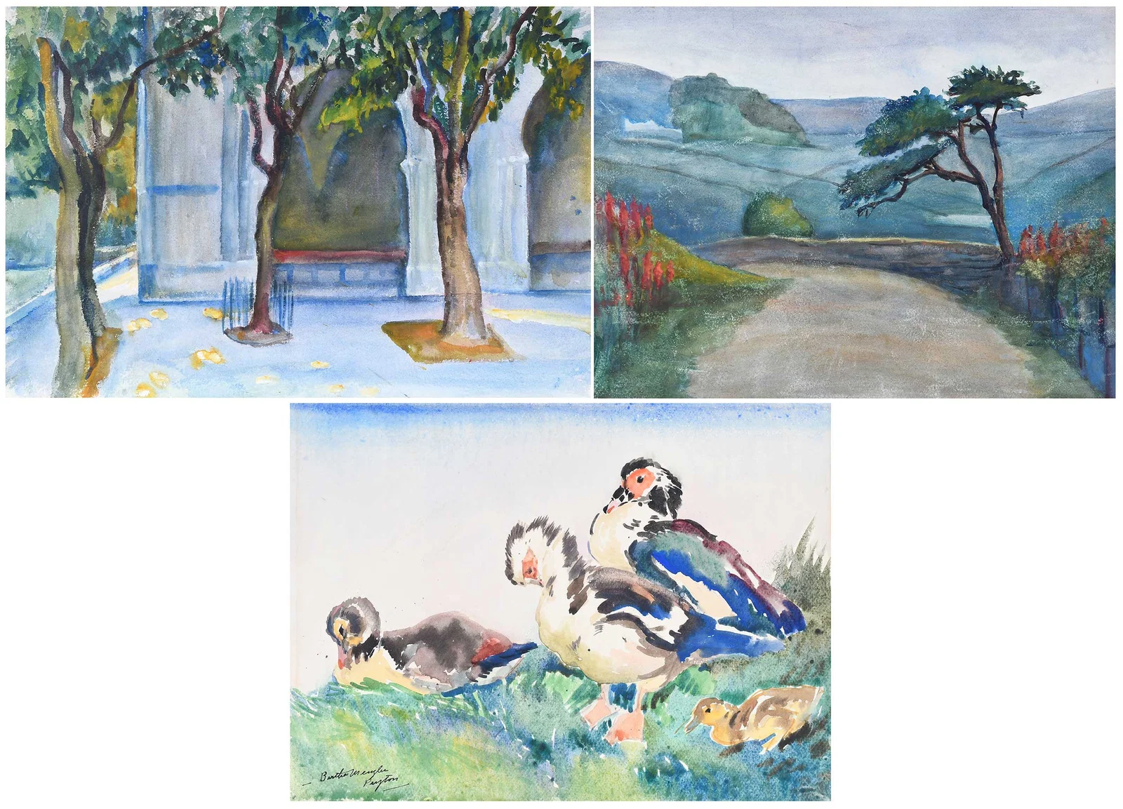 Three Watercolors by Women Artists