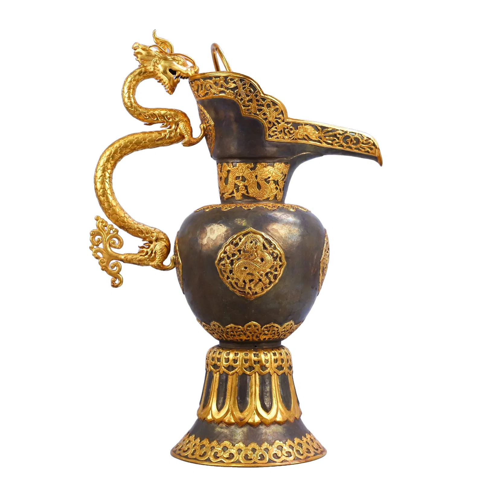 Tibetan hand-carved Persian dragon pot
