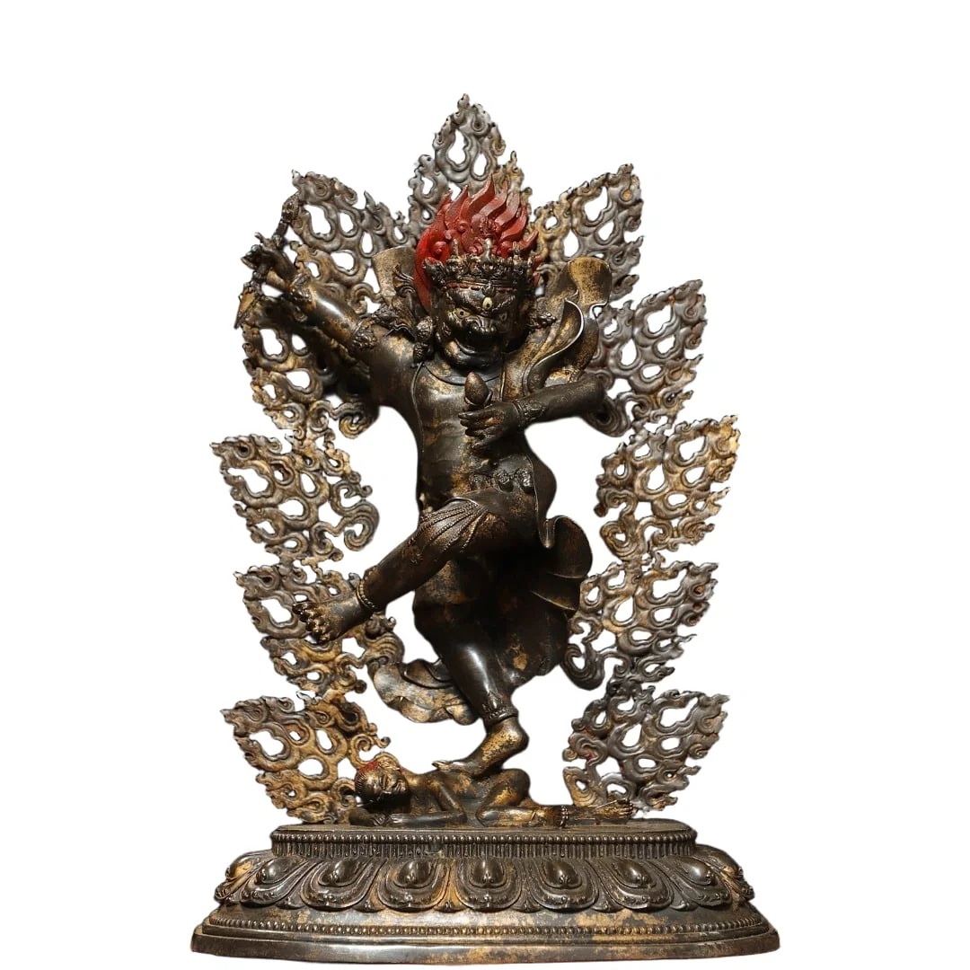 Tibetan Protector Deity Copper Gilded Statue