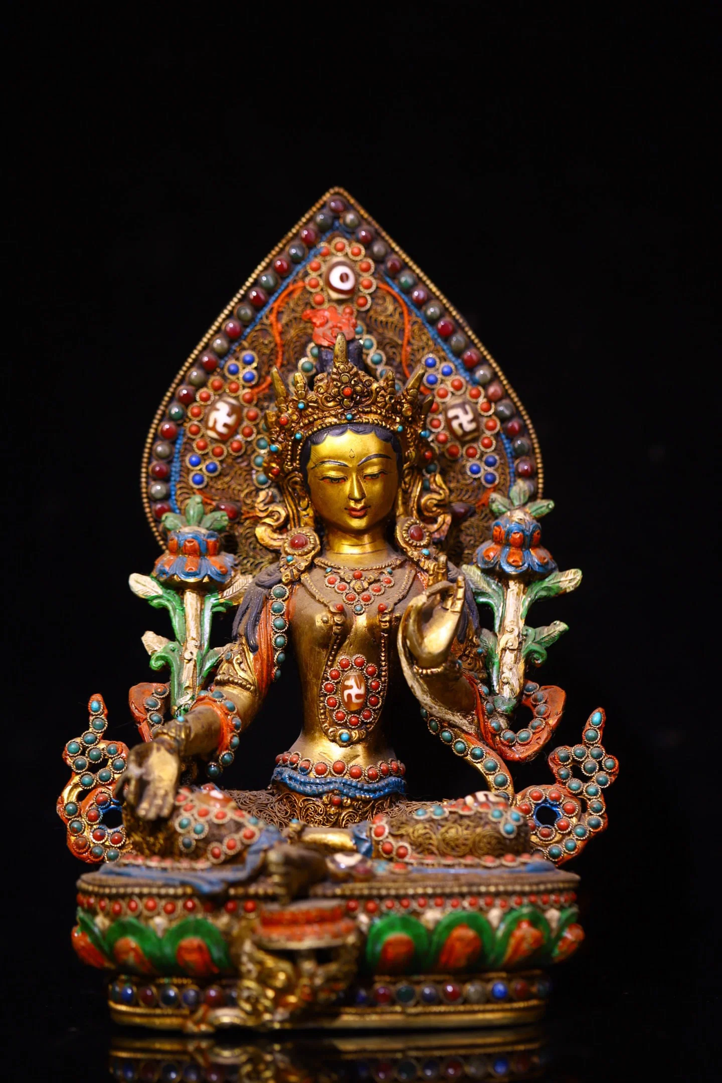 Tibetan silver cloisonne dzi beads inlaid with gemstones, made by hand and returned from Tibet,