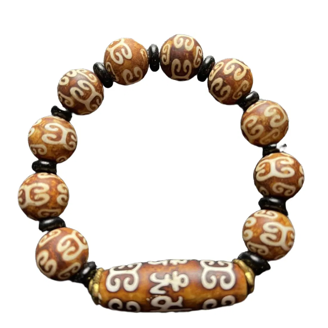 Tibetan Six-Word Mantra Dzi Bead Bracelet