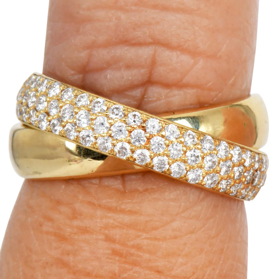 Tiffany and Co Paloma Picasso Melody 0.92ct Diamond 18K Yellow Gold Two Band Ring 6 Grams