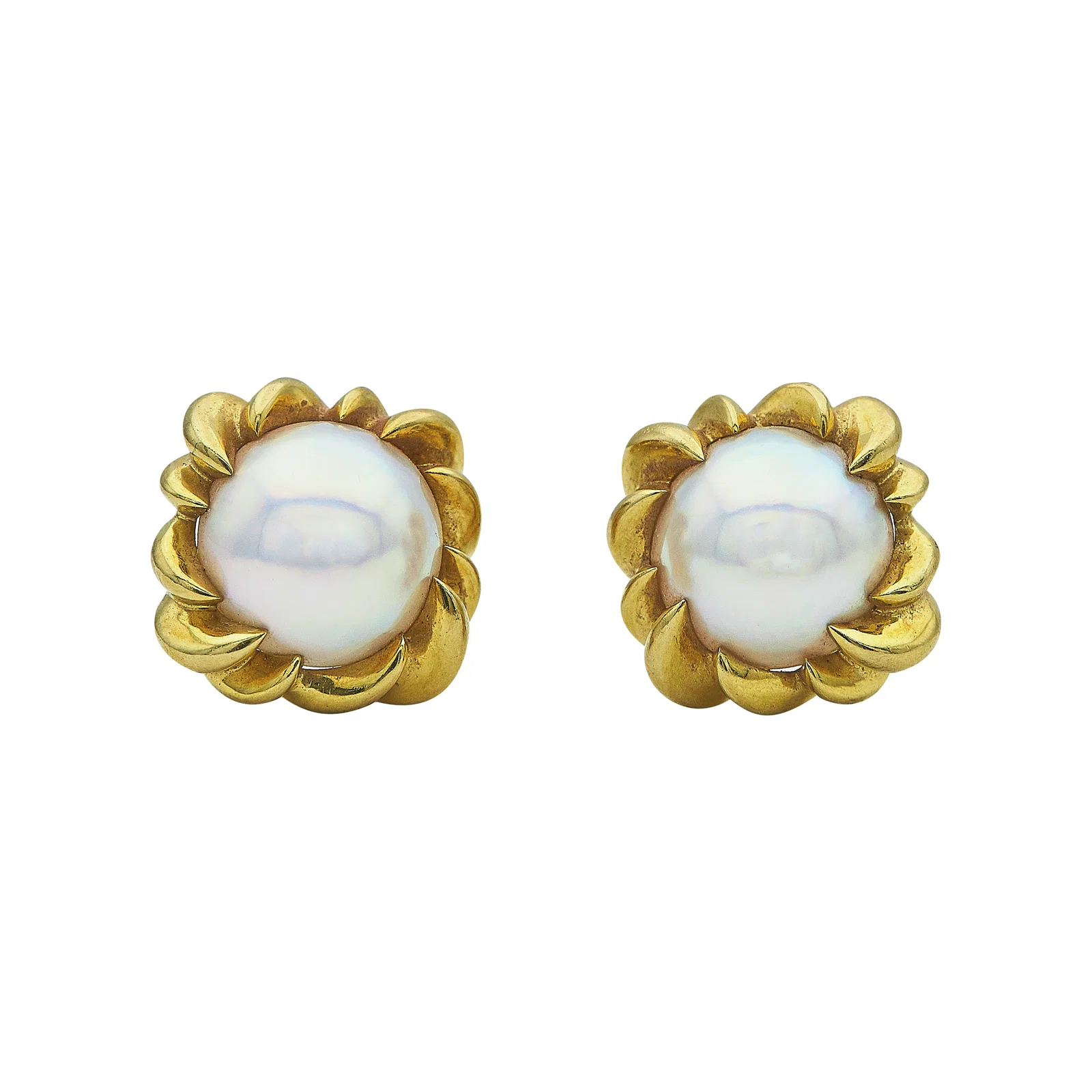 Tiffany & Co. 18K Yellow Gold and Mabe Pearl Earrings