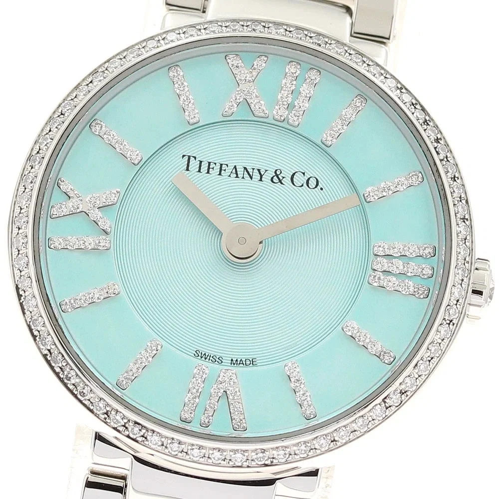 TIFFANY&CO. ATLAS DIAMOND BLUE DIAL QUARTZ LADIES WATCH