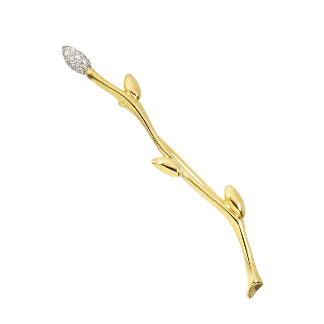 TIFFANY CO. LEAF MOTIF DIAMOND BROOCH