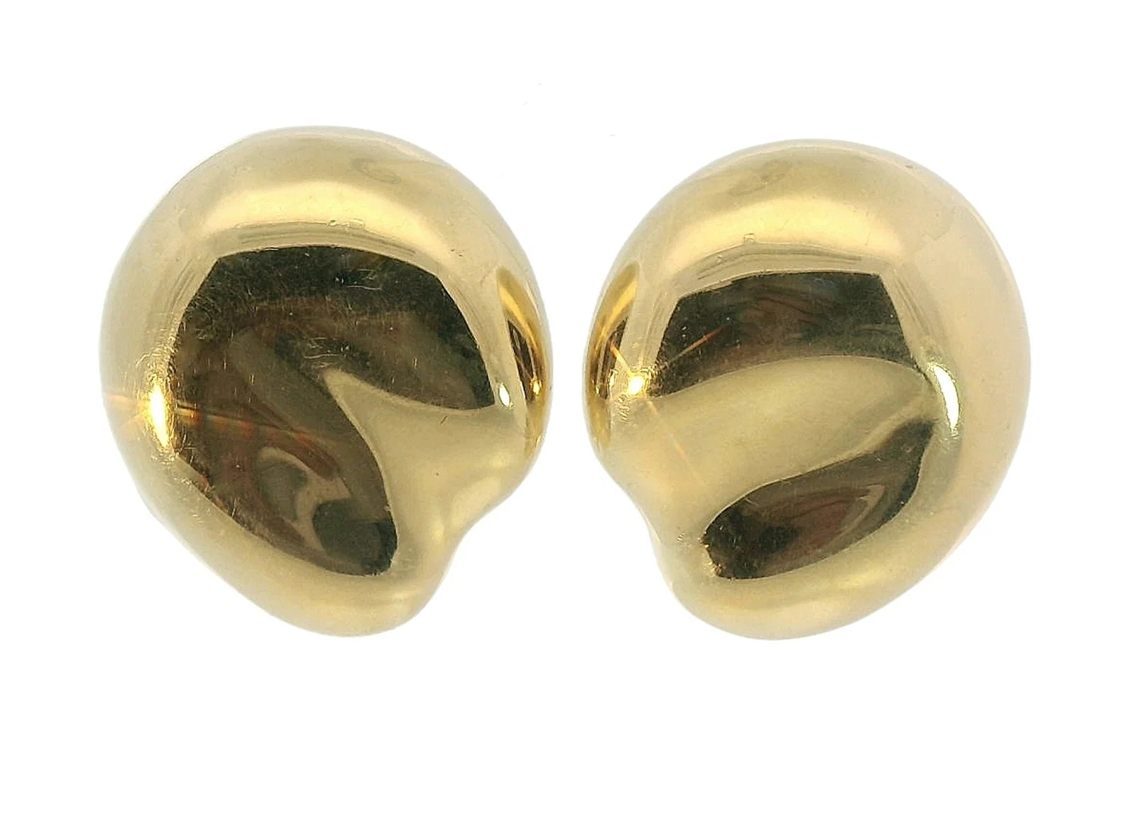 Tiffany Elsa Peretti 18k Gold Extra Large Size Organic Kidney Bean Thumbprint Ear Clips Earrings