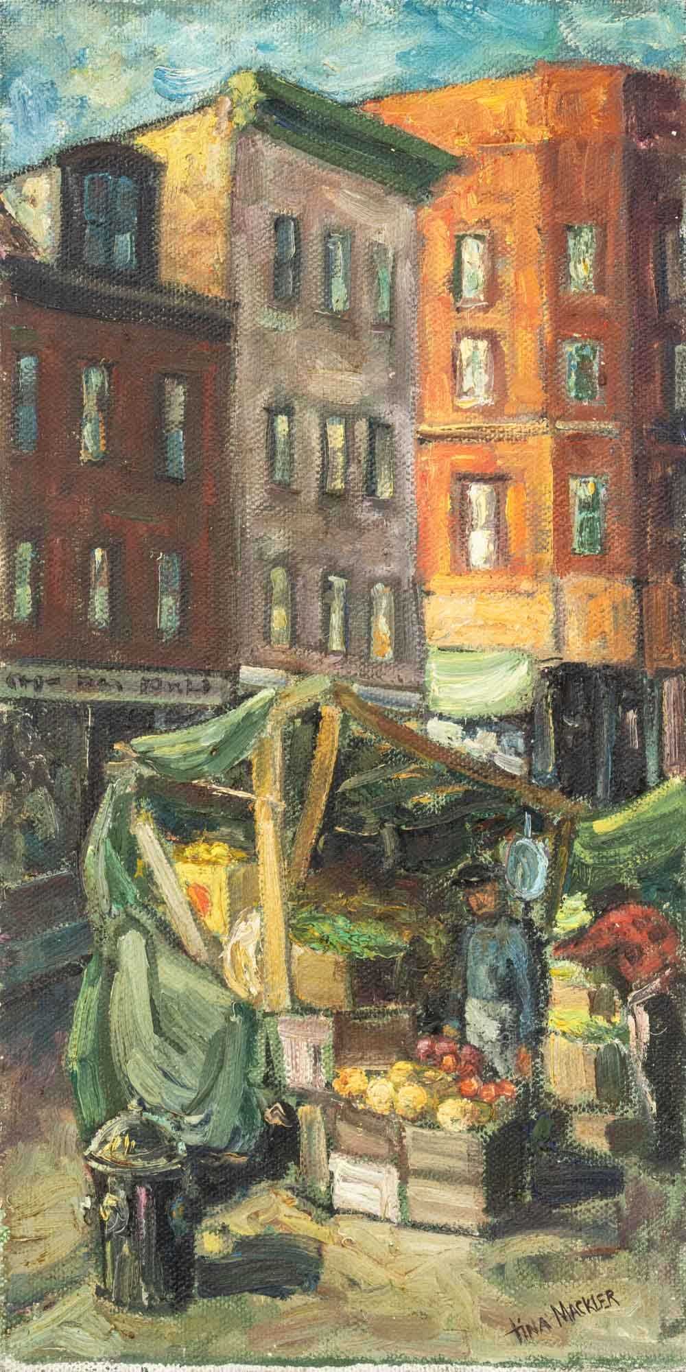 Tina Mackler Street Vendor Oil on Canvas