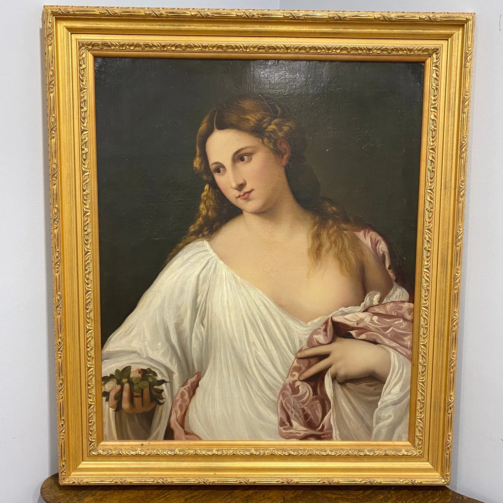 Titian Flora Goddess Of Spring Oil On Canvas Art Reproduction By A 18th Century Italian Artist