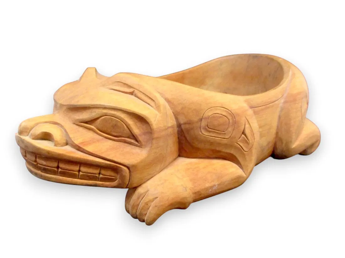 Tlingit Carved Cedar Figural Feast Bowl - John Hagen