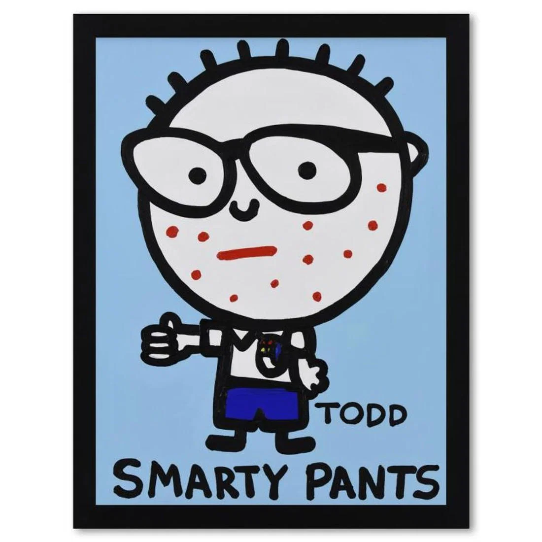 Todd Goldman, "Smarty Pants" Framed Original Acrylic Painting on Canvas, Hand Signed with Letter of