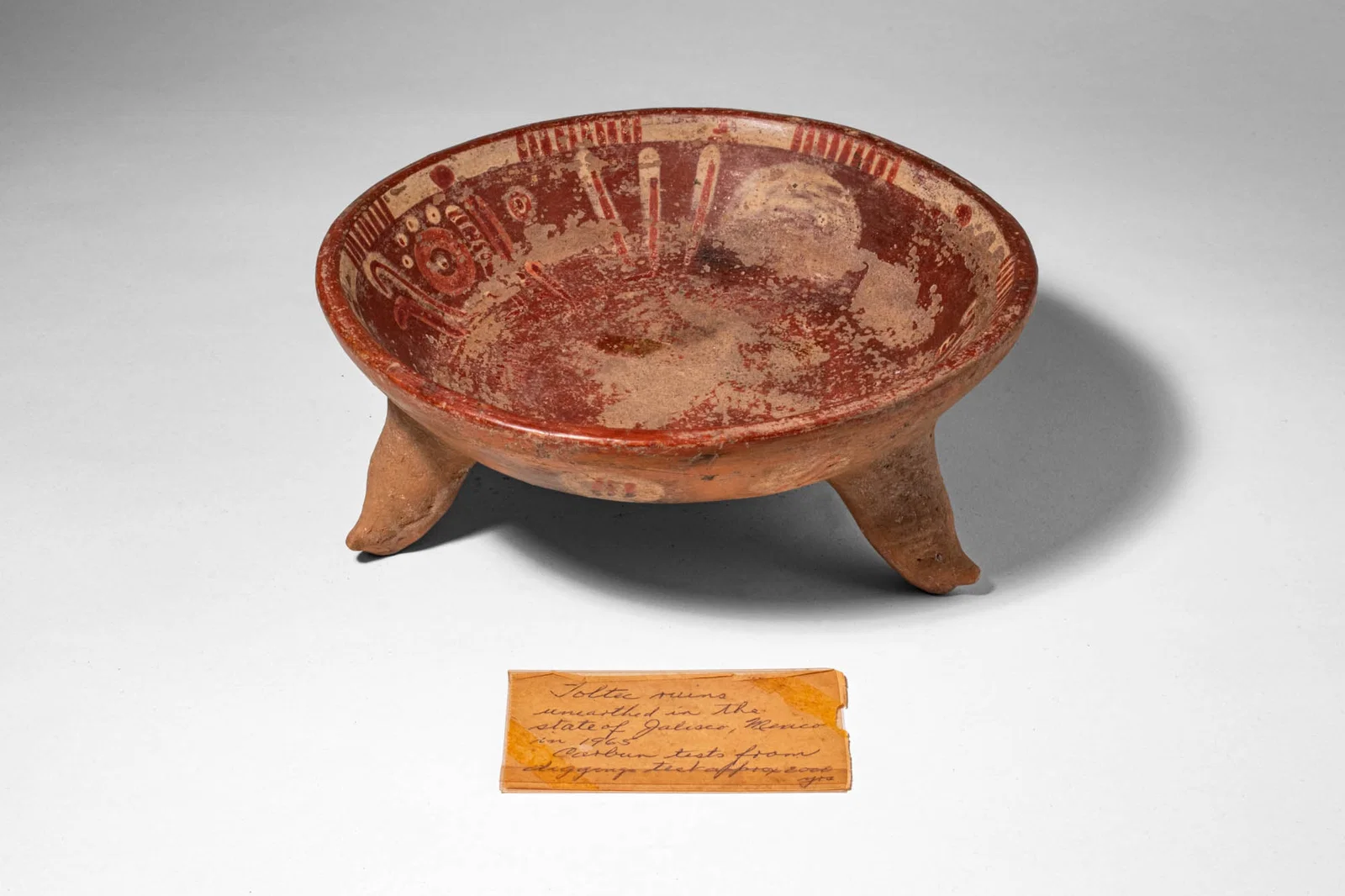 TOLTEC POLYCHROME TRIPOD BOWL