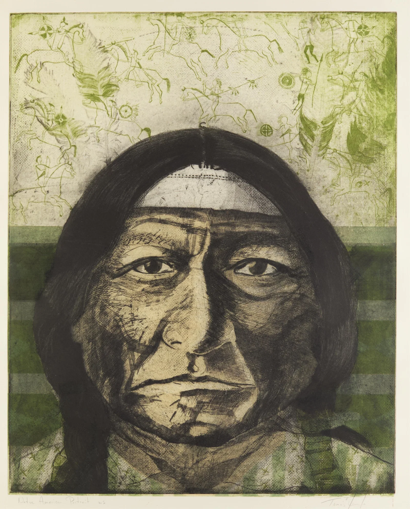 Tomas Lasansky "Sitting Bull" Color Intaglio 1997