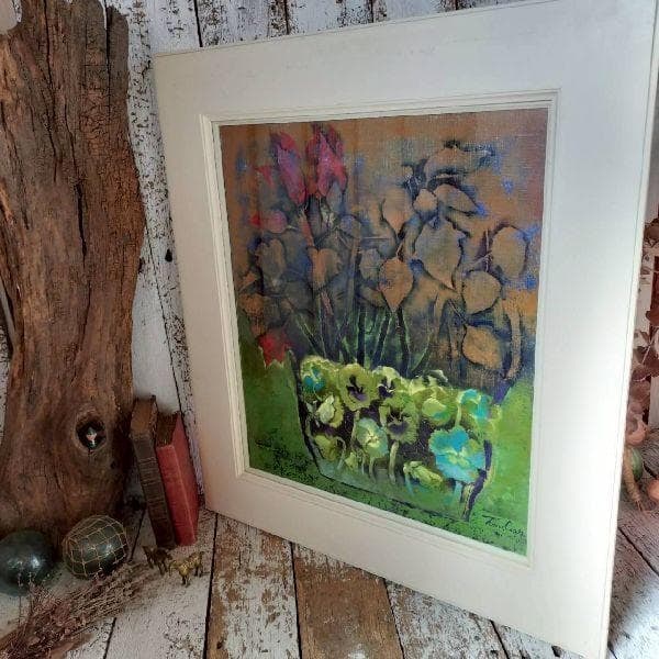 Tomie Okada, "Flower Vessel," Original Oil Painting, Hand-Signed, Size F10, Large, Framed Still Life