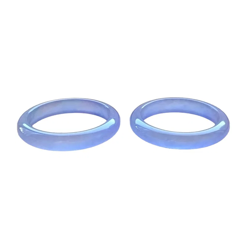 Top-grade dragon stone flat oval violet jade bracelets, a pair.