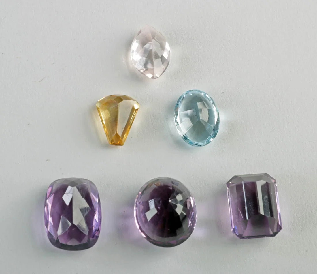Topaz, Citrine & Amethyst: 6 Faceted Loose Gemstones