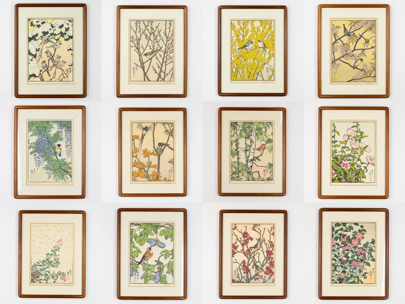 Toshi Yoshida, Flowers and Birds of the Oriental Year, Complete Set