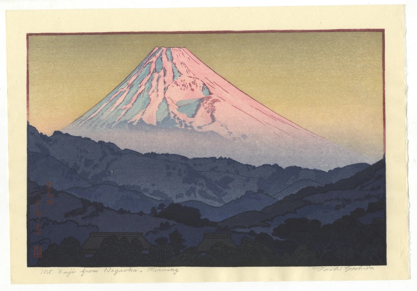Toshi Yoshida, Mt. Fuji from Nagaoka, Morning, Pencil Signature