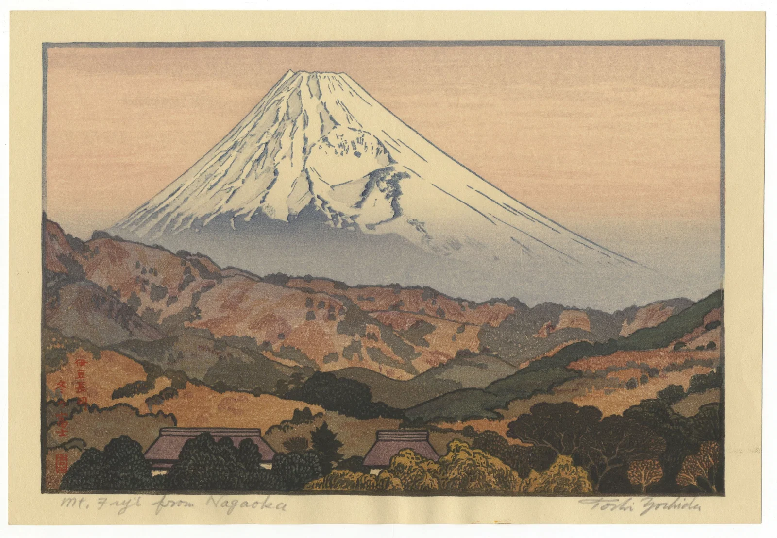 Toshi Yoshida, Mt. Fuji from Nagaoka, Pencil Signature, Landscape