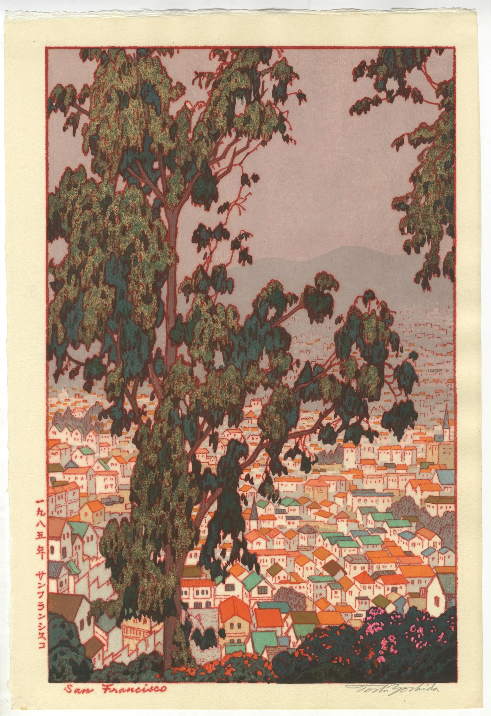 Toshi Yoshida, San Francisco, Pencil Signature, Japanese Art