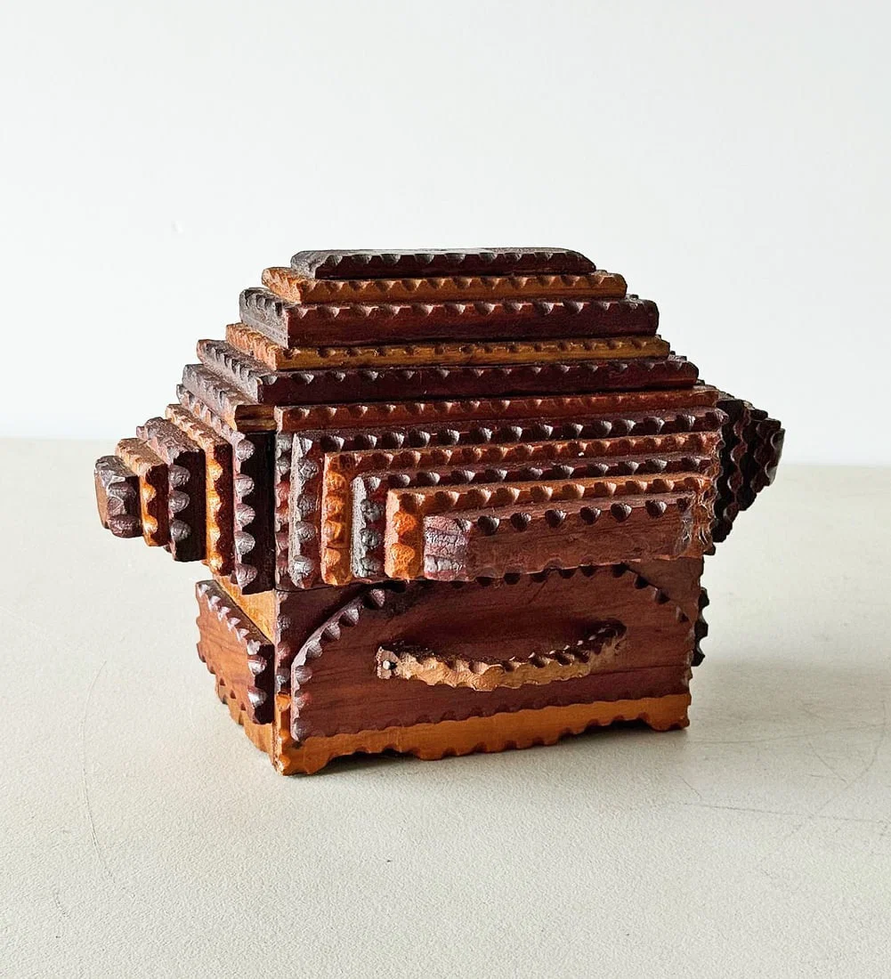 Tramp Art Slide Top Box by Gus Wynn Signed 1930s