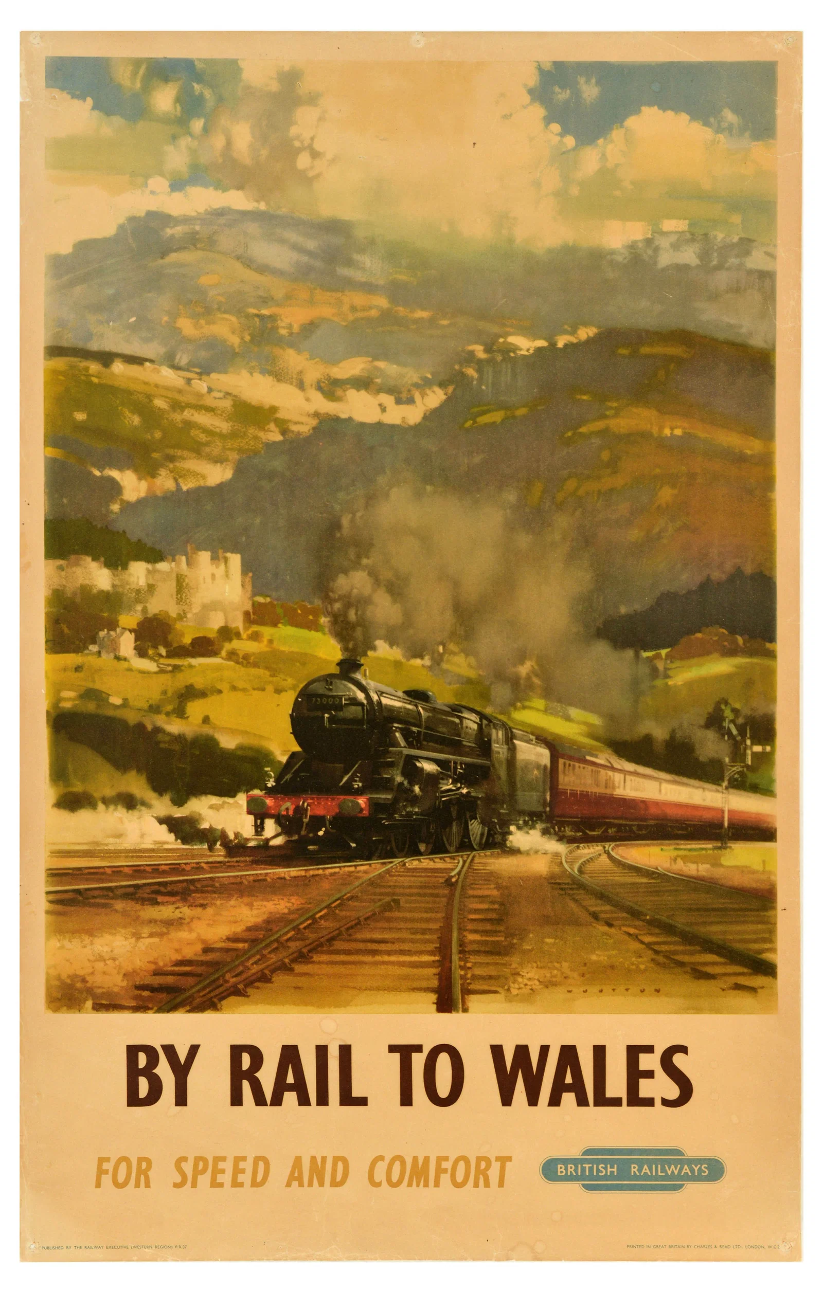 Travel Poster By Rail to Wales British Railways Wootton