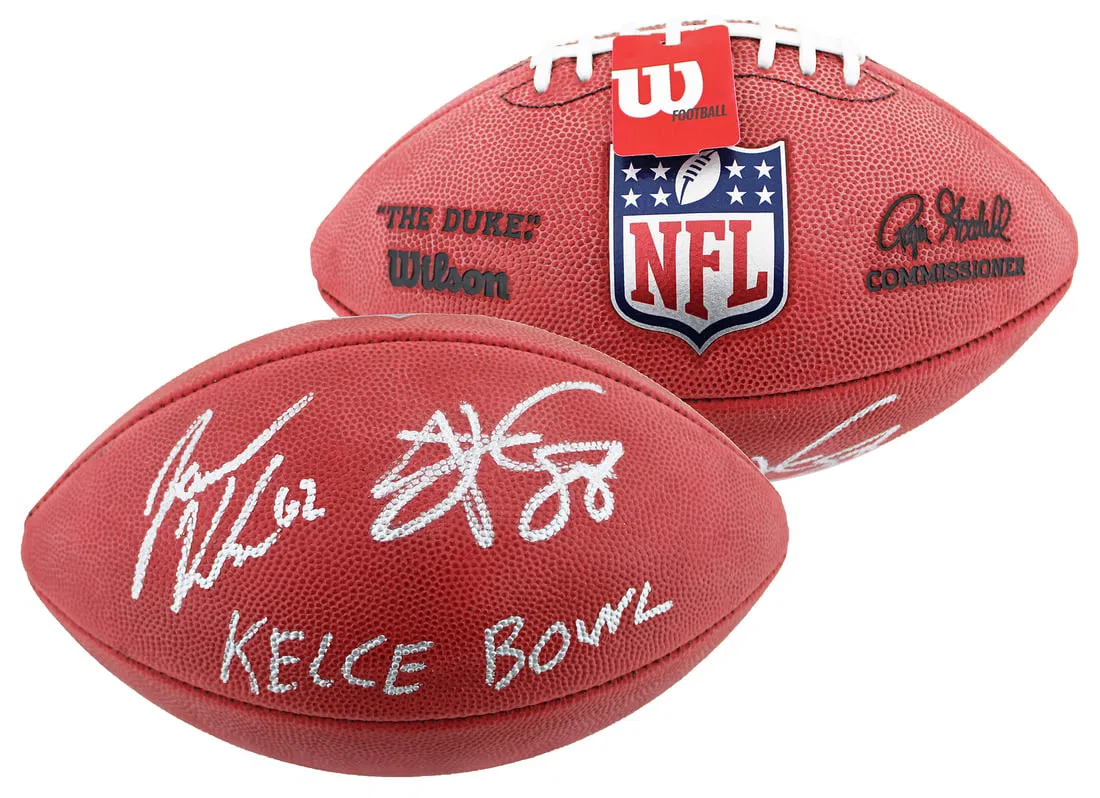 Travis Kelce Jason Kelce Signed NFL Duke Football Kelce Bowl BAS Authenticated