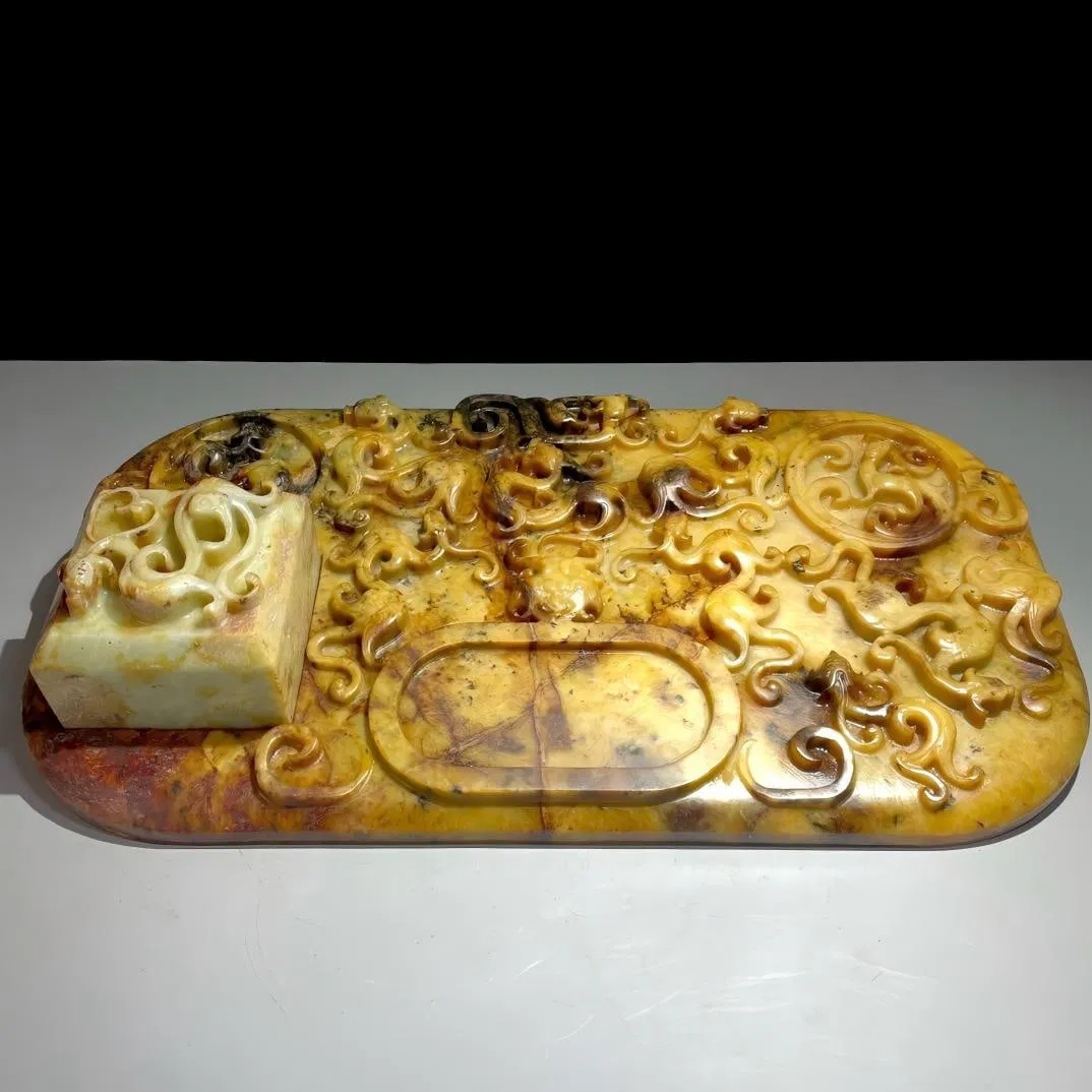 Treasured Qin Dynasty Hetian Jade Inkstone Seal