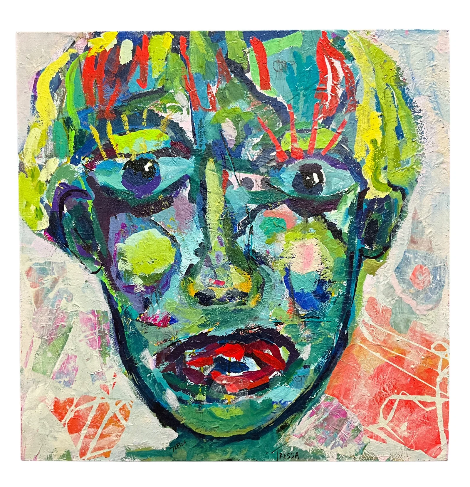 Tressa Mills (American, 20th Century), Untitled Abstract Expressionist Portrait,